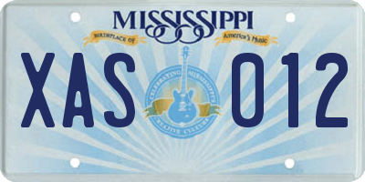MS license plate XAS012