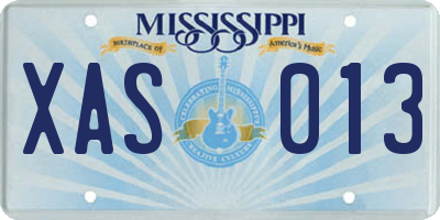 MS license plate XAS013