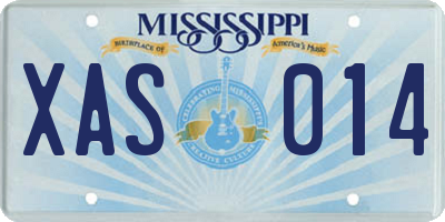 MS license plate XAS014
