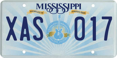 MS license plate XAS017