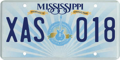 MS license plate XAS018