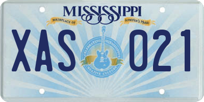 MS license plate XAS021