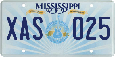 MS license plate XAS025