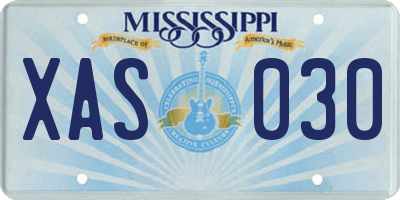 MS license plate XAS030