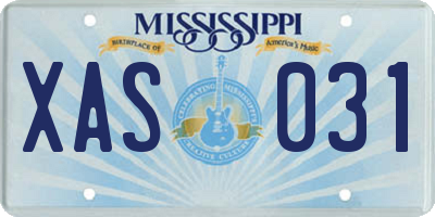 MS license plate XAS031