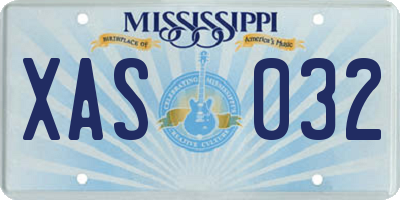 MS license plate XAS032