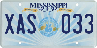MS license plate XAS033