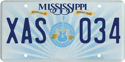 MS license plate XAS034