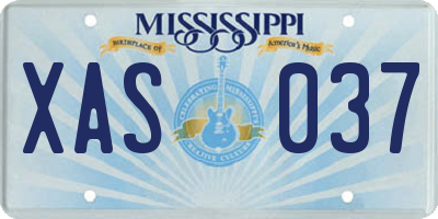 MS license plate XAS037