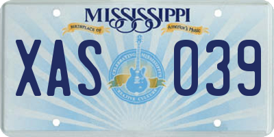 MS license plate XAS039