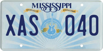 MS license plate XAS040