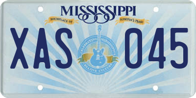 MS license plate XAS045