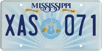 MS license plate XAS071