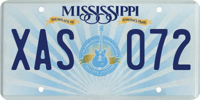 MS license plate XAS072