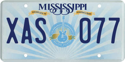 MS license plate XAS077