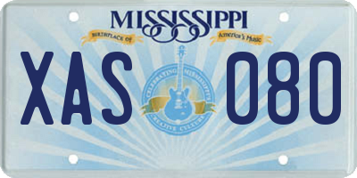 MS license plate XAS080