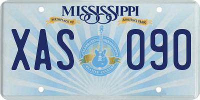 MS license plate XAS090