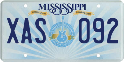 MS license plate XAS092