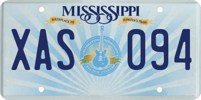 MS license plate XAS094
