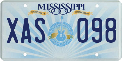 MS license plate XAS098