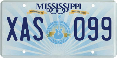MS license plate XAS099