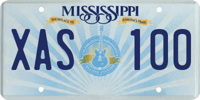 MS license plate XAS100