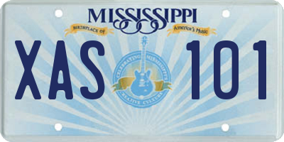 MS license plate XAS101