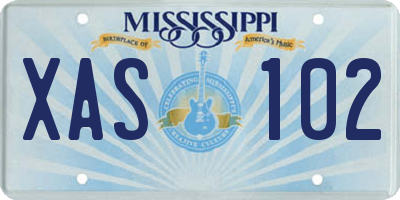 MS license plate XAS102