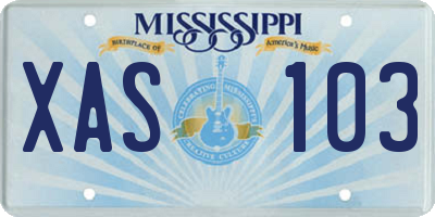MS license plate XAS103