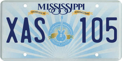 MS license plate XAS105