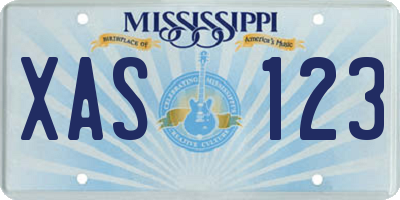 MS license plate XAS123