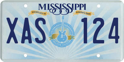 MS license plate XAS124