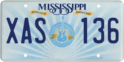 MS license plate XAS136