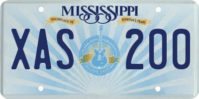 MS license plate XAS200