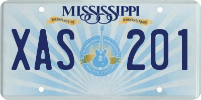 MS license plate XAS201