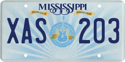 MS license plate XAS203