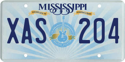 MS license plate XAS204