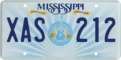 MS license plate XAS212