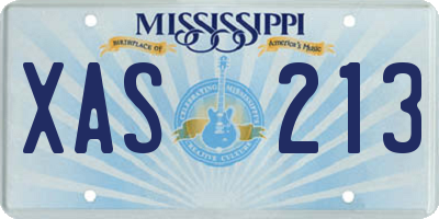 MS license plate XAS213