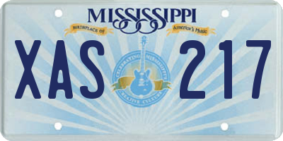 MS license plate XAS217