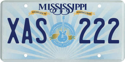 MS license plate XAS222