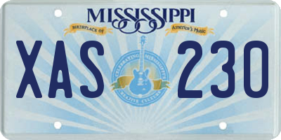 MS license plate XAS230