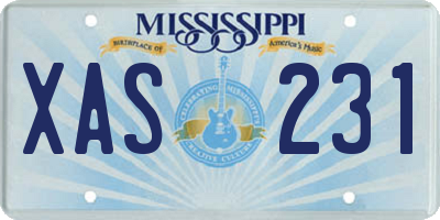 MS license plate XAS231