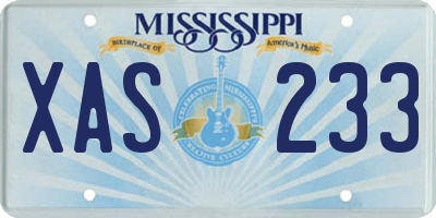 MS license plate XAS233