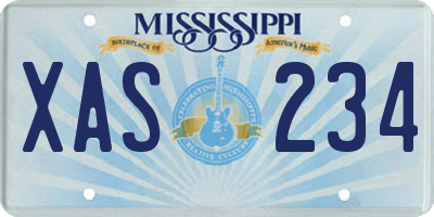 MS license plate XAS234