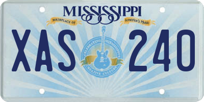 MS license plate XAS240