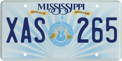 MS license plate XAS265