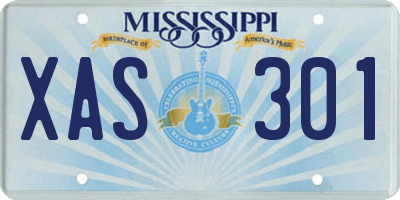 MS license plate XAS301