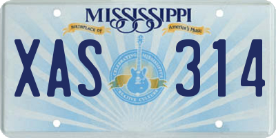 MS license plate XAS314