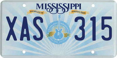 MS license plate XAS315